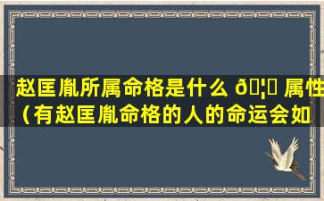 赵匡胤所属命格是什么 🦁 属性（有赵匡胤命格的人的命运会如 🐛 何）